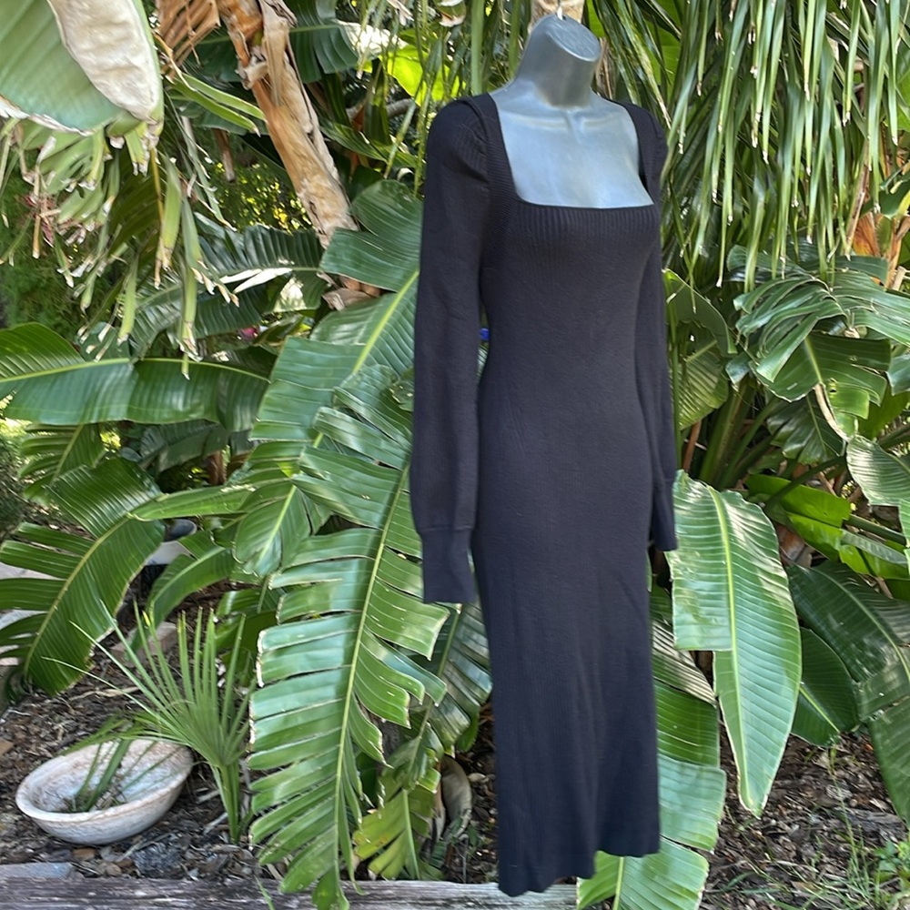 rib, knit column dress with front slit